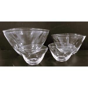 Simon Pearce Hand Blown Glass Barre Oval Bowls Set of 4